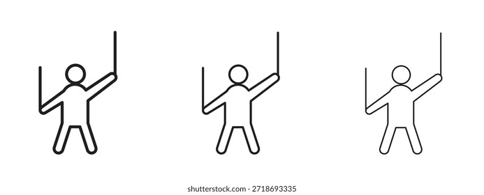 Conjunto de pictogramas negros con logotipo de icono de marioneta. arte de contorno de línea delgada.