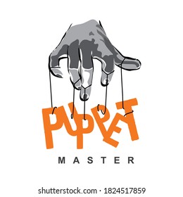 puppet master slogan dengan ilustrasi tangan, typography - vector