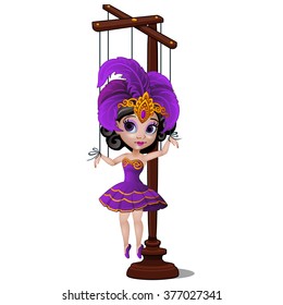 A puppet in a purple dress. Vector. svg