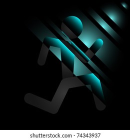 Puppet running on black background