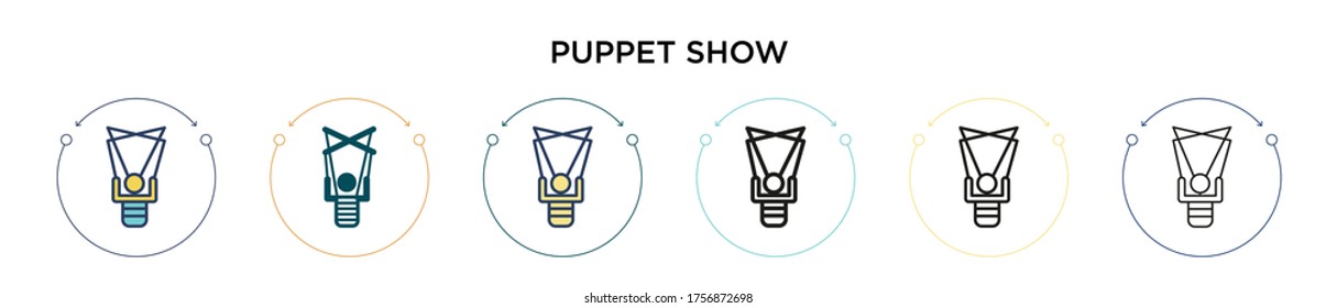 Puppet show icon in filled, thin line, outline and stroke style. Vector illustration of two colored and black puppet show vector icons designs can be used for mobile, ui, web