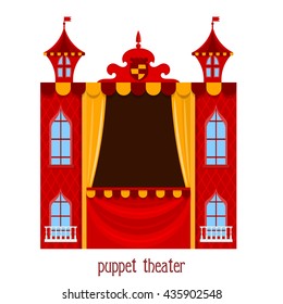 Puppet Show. Illustration Of Children's Puppet Theater On A White Background. Cartoon Vector A Puppet Theater. Stock Vector