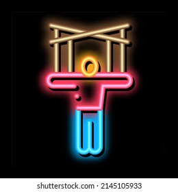 Puppet Show Neon Light Sign Vector. Glowing Bright Icon Puppet Show Sign. Transparent Symbol Illustration