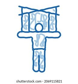 Puppet Show sketch icon vector. Hand drawn blue doodle line art Puppet Show Sign. isolated symbol illustration