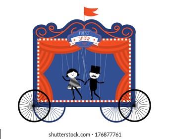 puppet stage/wagon/vehicle vector/illustration