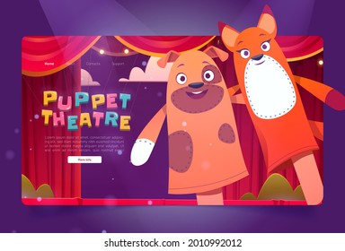 Puppet theater cartoon landing with funny dolls