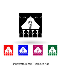 Puppet theater multi color icon. Simple glyph, flat vector of theatre icons for ui and ux, website or mobile application