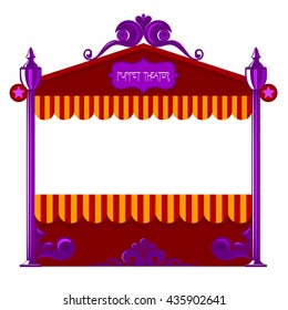 Puppet theater on a white background. Vector illustration of a puppet theater. Cartoon style. Stock vector