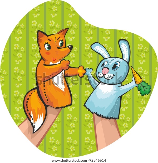 Puppet Theater. Rabbit and fox tell the tale.\
puppet-show 