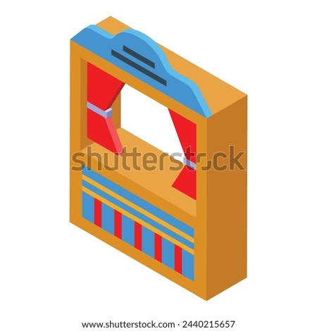 Puppet theater window icon isometric vector. Child show. Doll play
