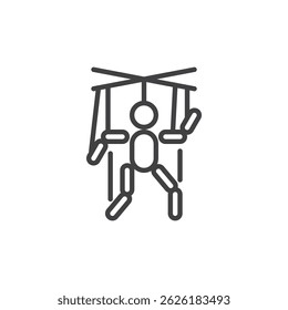 Puppet toy line icon. linear style sign for mobile concept and web design. Toy puppet outline vector icon. Symbol, logo illustration. Vector graphics
