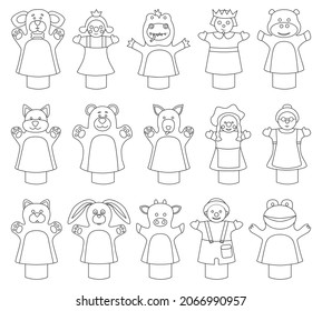 Puppet vector outline set icon. Vector illustration theater doll on white background. Isolated outline set icon puppet.