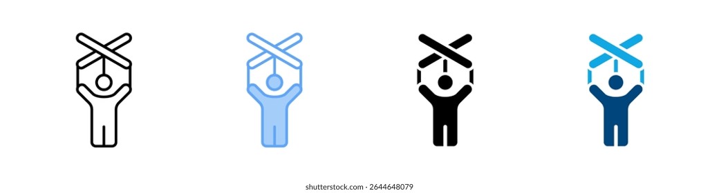 Puppetry Icon Set Multiple Style. Designed In Outline, Blue, Glyph, Dual Tone