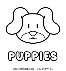 Puppies coloring book. Coloring page for kids.