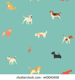 Puppies Dog Seamless Pattern In Vector