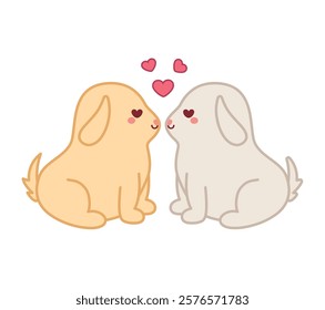 Puppies hugging with hearts vector