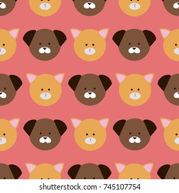 Puppies and kittens seamless pattern