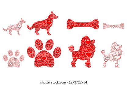 Puppies made from the heart and outline.