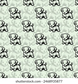 Puppies Seamless Vector Pattern Design