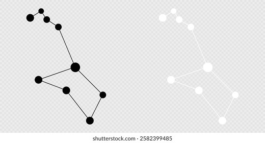 Puppis constellation map set. Vector illustration.