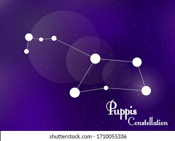 Puppis constellation. Starry night sky. Cluster of stars, galaxy. Deep space. Vector illustration