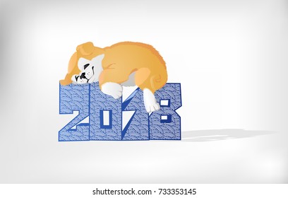 puppy 2018 new year card vector illustration