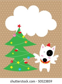 puppy angel christmas greeting tag