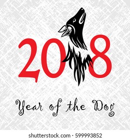 Puppy animal tattoo of Chinese New Year of the Dog grunge vector file organized in layers for easy editing.