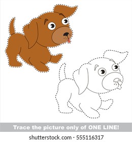Puppy to be traced only of one line, the tracing educational game to preschool kids with easy game level, the colorful and colorless version.