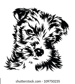 Puppy (Black and white illustration of a dog)