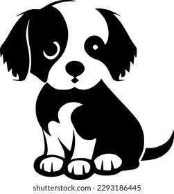 Puppy - Black and White Isolated Icon - Vector illustration