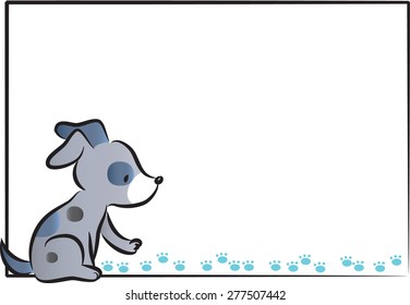 puppy with blank card