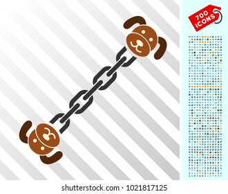 Puppy Blockchain icon with 7 hundred bonus bitcoin mining and blockchain pictograms. Vector illustration style is flat iconic symbols designed for cryptocurrency software.