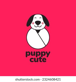 puppy born dog cute mascot cartoon baby modern logo vector icon illustration