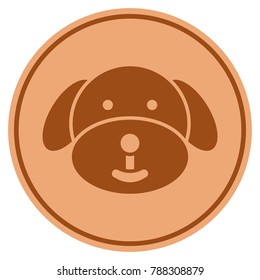 Puppy bronze coin icon. Vector style is a copper flat coin symbol.