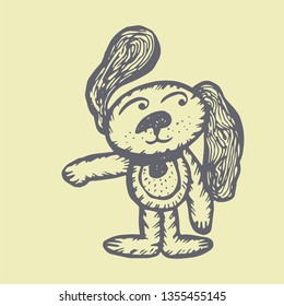 puppy character. Hand-drawn graphic vector illustration for children's book, cover, postcard.