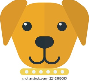 puppy with collar illustration in minimal style isolated on background