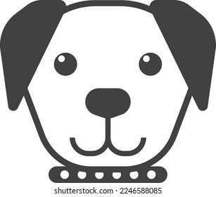 puppy with collar illustration in minimal style isolated on background