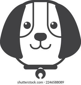 puppy with collar illustration in minimal style isolated on background