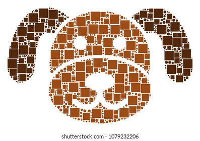 Puppy composition icon of square figures and round items in various sizes. Vector items are organized into puppy composition design concept.