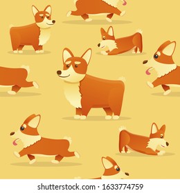 Puppy corgi dog pattern. Cartoon illustration of puppy corgi dog vector pattern for web design