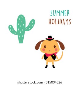puppy cowboy summer holiday vector