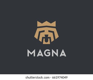 Puppy crown logo design template. Dog creative sign. Pet vector icon.