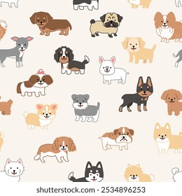 Puppy cute background illustration decorative wallpaper dog breed drawing abstract kawaii japanese style