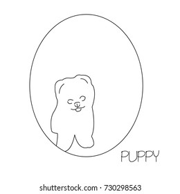 Puppy. Cute and funny cartoon puppy. Vector illustration. 