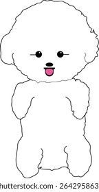 Puppy cute sitting and hands up. simple illustration hand drawn vector doodle
