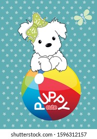 Puppy cute vector Dog and ball