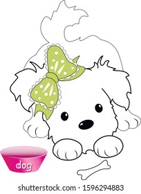 puppy cute vector dog with bone