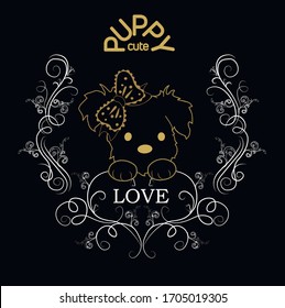 puppy cute vector white dog branding covers design black 
