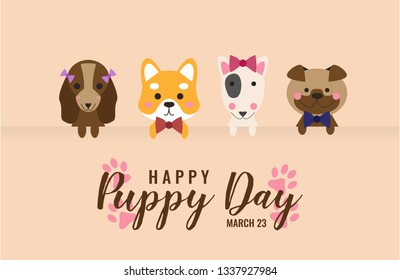 Puppy Day card or background. vector illustration.